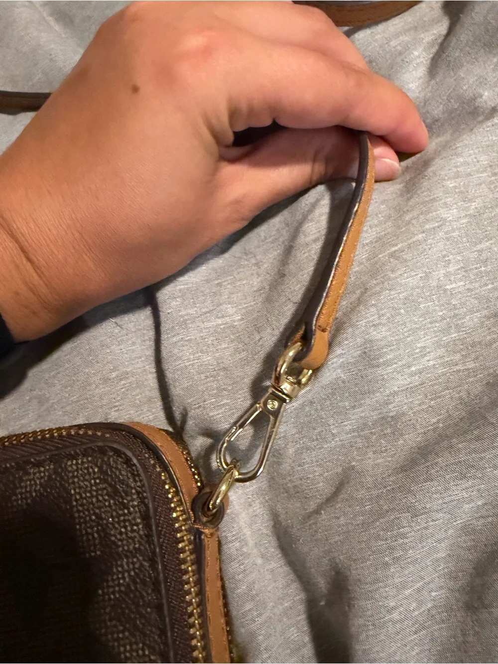 Michael Kors Brown MK Logo Crossbody Wallet with Gold Hardware